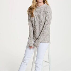 Aran Oatmeal Merino Wool Cable Honeycomb Knit Design Sweater Ireland Size XL